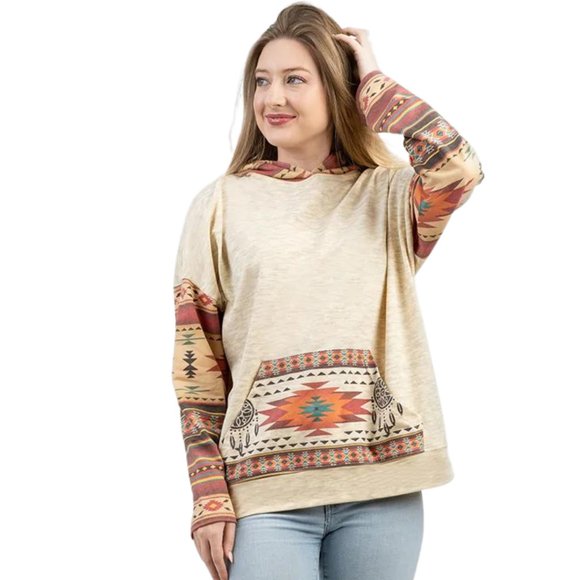 Montana West Tops - MONTANA WEST American Bling Aztec Graphic Print Hoodie Sweatshirt S-XXL NWT